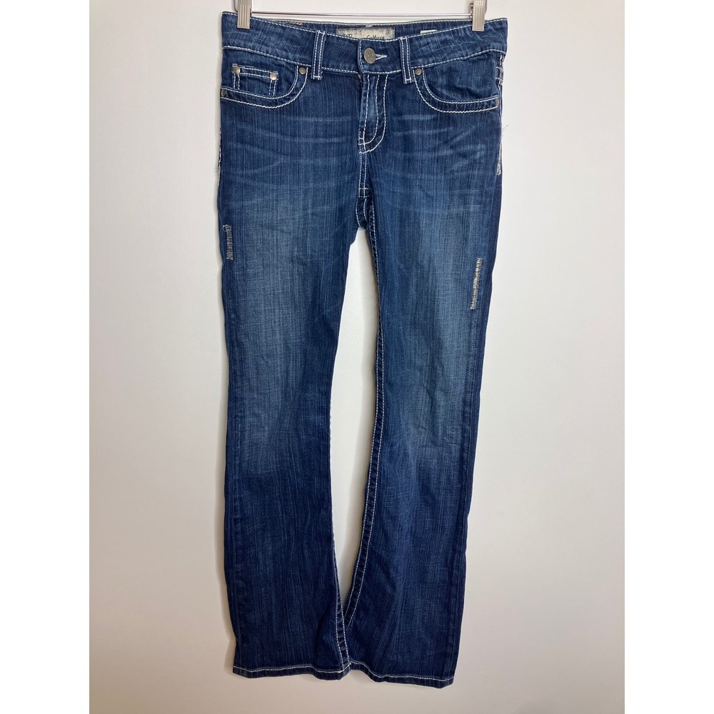 BKE Culture Bootcut Jeans Womens 29R Blue Excellent Contrast Stitch Distressed